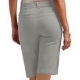 thumbnail image 4 of RYRJJ Bermuda Shorts for Women Summer High Waisted Trendy Chino Shorts Plus Size Casual Straight Leg Pull On Flat Front Shorts(Gray,L), 4 of 8
