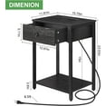 Nightstand End Table with Charging Station, USB Ports, Drawer and