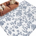 thumbnail image 3 of 5x8 Area Rugs, Blue Flower Non-Skid Rubber Backing Large Rectangle Rugs - Living Room Bedroom Home Office, Vintage Farmhouse Boho Leaf Spring Summer Indoor Floor Mat Carpets Washable Rug, 3 of 9