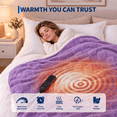 thumbnail image 2 of GARVEE Electric Heated Throw Blanket 50" x 60", Purple Jacquard Flannel Sherpa with 10 Heat Settings & Auto-Off Timer, 2 of 9