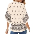 thumbnail image 4 of UVN Womens Summer Blouses Bohemian 3/4 Bell Sleeve Shirts for Women V Neck Flowy Casual Pleated Tops, 4 of 8