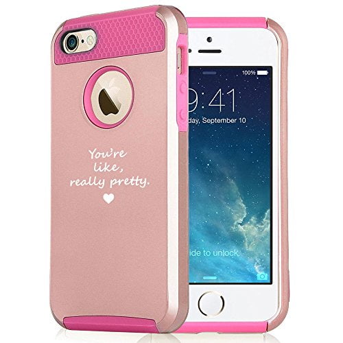 For Apple Iphone 6 6s Rose Gold Shockproof Impact Hard Soft Case Cover You Re Like Really Pretty Rose Gold Hot Pink Walmart Com Walmart Com