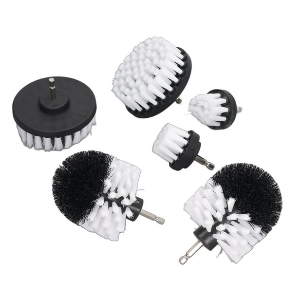 6 cepillos de limpieza para taladros, cerdas de nailon suaves blancas, resistentes al desgaste, cepillo para taladro, fregador eléctrico para azulejos de esquinas de pared