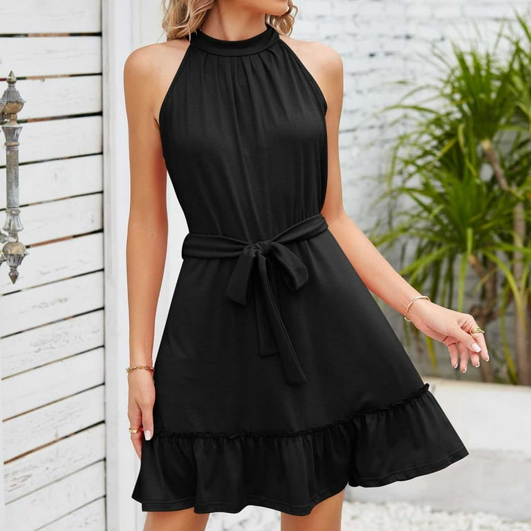 flowy little black dress Wild Iris Flowy Black Mini Dress with Bell Sleeves