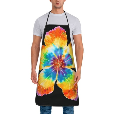 

Tie-Dye Petals Aprons for Women Men Waterproof For Kitchen Cooking BBQ Gardening Painting Mechanic
