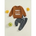 thumbnail image 3 of Infant Baby Toddler Boy Halloween 2Pcs Outfit 0 6 12 18 24 Months 2T 3T Letter Print Long Sleeve Crewneck Sweatshirt Tops Long Pants Clothing Set, 3 of 9
