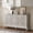 White, variant on Buffet Cabinet with Storage, Solid Wood Sideboard with 4 Carved Doors, Accent Cabinet with Adjustable Shelf, Vintage Farmhouse Console Table for Kitchen, Living Room, Entryway