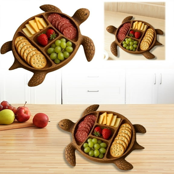 BOZHOU Turtle Deli Platter - Turtle's Deli Platter Board, nautical style wooden board for cheese and meats, makes a fun beach lover gift.