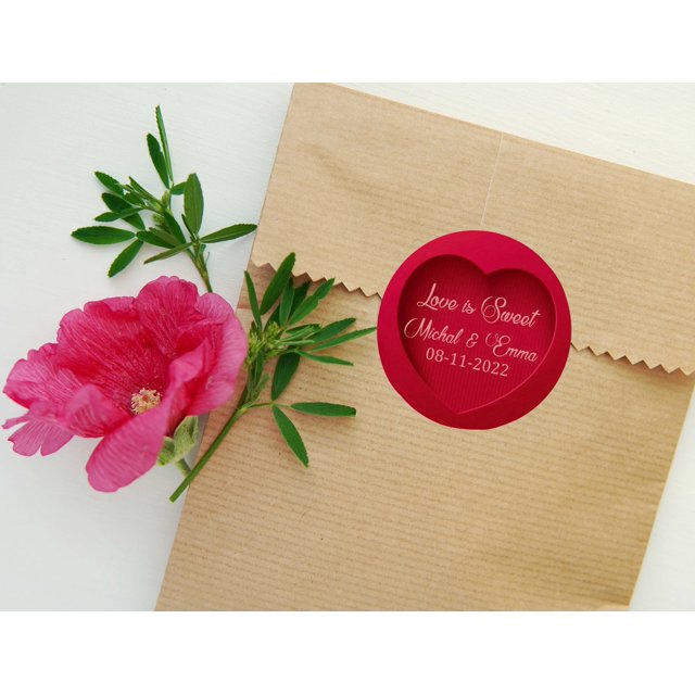 Darling Souvenir MADE WITH LOVE Hearts Print Theme - 2" CustomStickersPremium 80 Self-AdhesiveRoundLabels- Personalized Wedding Party FavorStickers/RoundEnvelope Seal