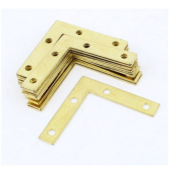 Unique Bargains 20Pcs 90 Degree Metal Corner Brace Angle Brackets Gold Tone 50 x 50 x 10mm
