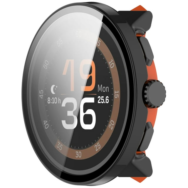 XiHAMA Hard PC Case with Tempered Glass Screen Protector Compatible with SUUNTO RUN 48.4mm, Black