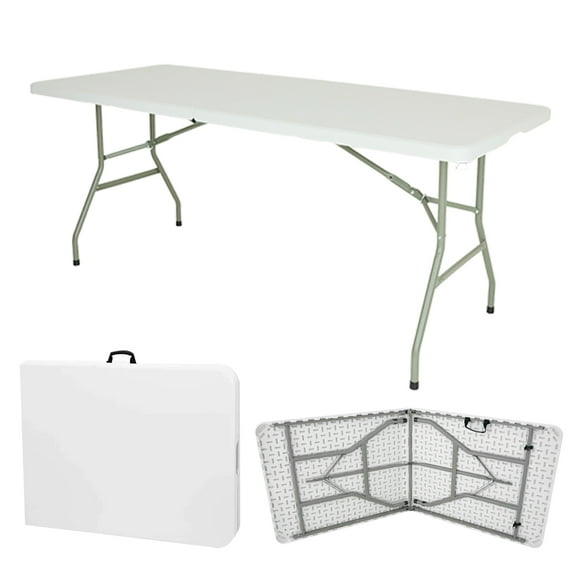 Mesa Plegable de Plastico Tipo Portafolio para  Jardin Eventos Interior y Exterior 1.80 Metros Gaon