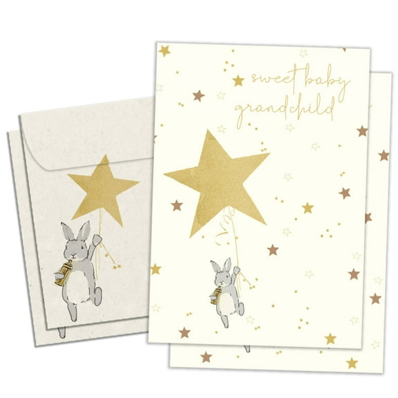 Tree-Free Greetings New Baby Greeting Card 2 Pack, 5x7, Sweet Baby Grandchild (GT64444)