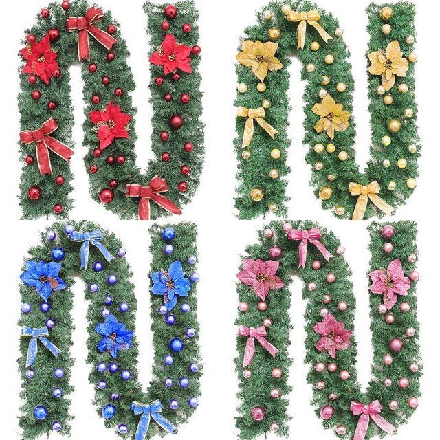 Guirnalda artificial de vegetación suave, guirnaldas de flores artificiales con luces LED para decoración para fiesta de boda, vacaciones de Navidad