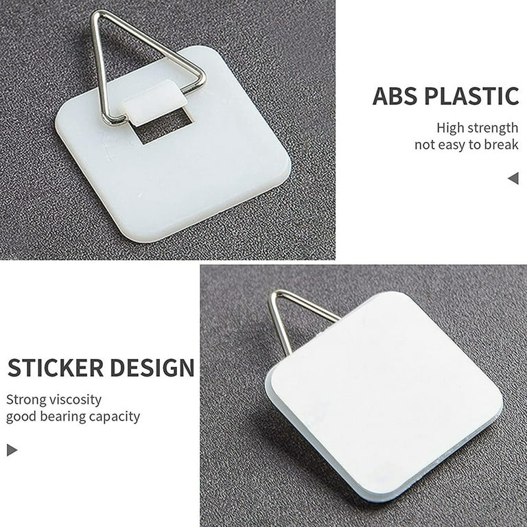 60 Pieces Invisible Adhesive Plate Hanger Plastic Adhesive Picture Hangers  Without Nails Adhesive Vertical Plate Holders Sticky Hangers for Plate