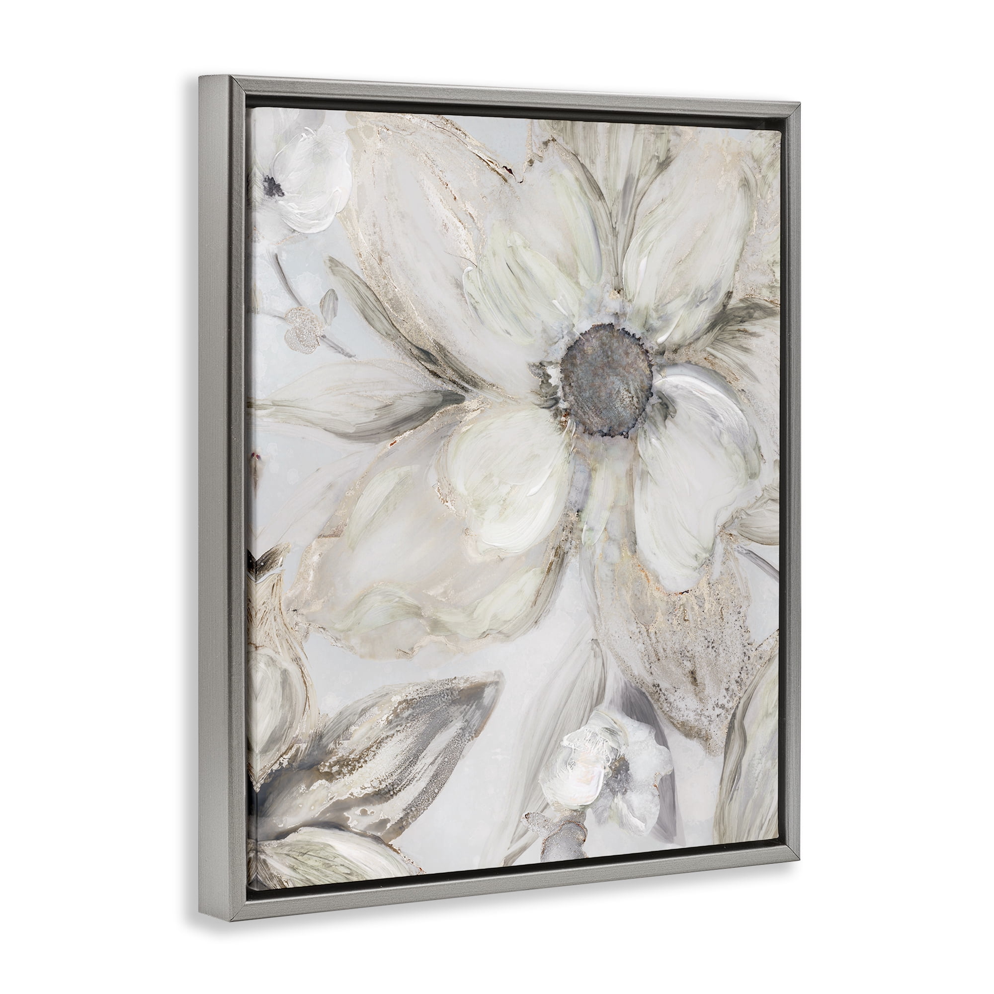 Stupell Industries Sandstone Tone Blooms Gray Framed Floater Canvas Wall Art, design by Carol Robinson