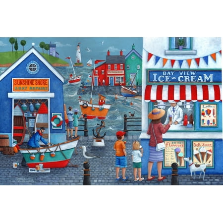 Seaside Ice Creams Stretched Canvas - Peter Adderley (36 x