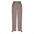 thumbnail image 5 of Usmixi Womens Cargo Trousers Fashion Drawstring High Waist Stretchy Long Pants Plus Size Lightweight Cotton Pants with Pockets Coffee l, 5 of 6