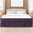 thumbnail image 2 of PiccoCasa Polyester Brushed Bed Skirt with Elastic Dust Ruffles 16" Drop, Full Dark Purple, 2 of 8