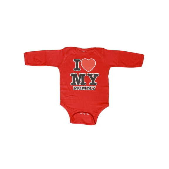 I Love My Mommy Long Sleeve Bodysuit, Red 6M