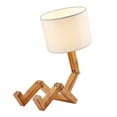 thumbnail image 2 of Lámpara de mesita de noche de madera ajustable moderna, lámpara de escritorio, sala de estar, luces nocturnas, pantalla de lino decorativa para el Amarillo, 2 of 7