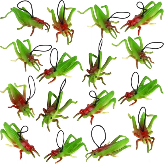 CYFW 16 Pcs Plastic Grasshoppers-Kids' Plastic Insect Figures,Fake Bugs,Green,Easter Party Favors,Tropical Character Toys for Insect Themed Party,Children,Boy,Girl