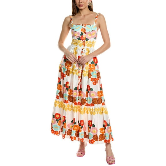 BORGO DE NOR womens Jimena Midi Dress, UK 14/ US 10, White