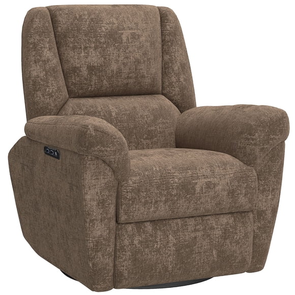 Electric Power Recliner Chair with 240° Swivel and Rocking Function, Soft Chenille Fabric Upholstered Lounge Chair with USB Ports, Espresso, for Living Room or Bedroom, 31.9" W