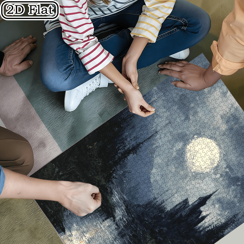 A Box of (1000pcs) Adult Puzzles, Night Lake Scenery Theme, High Difficulty, Suitable for Adults, Family Entertainment, Home Decoration.29.4*19.6 in