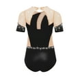 thumbnail image 4 of vastwit Combinaison de Danse Ballet à Manches Courtes avec Strass pour Filles, Noir 6, 4 of 6