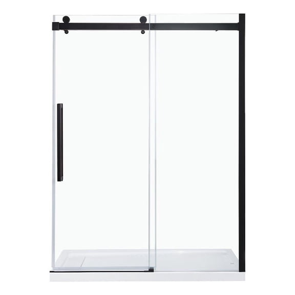 Bel Oil-Rubbed Bronze Alcove Shower Kit Base and Door 36 in. x 60 in. x 81 in.