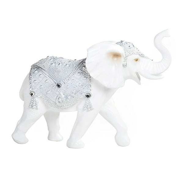FC Design 9.75"W Silver and White Thai Elephant with Trunk Up Figurine Statue Sculpture Ornament Decoration Home/Room Decor and Unique Gift Ideas for Housewarming, Holidays and Birthdays
