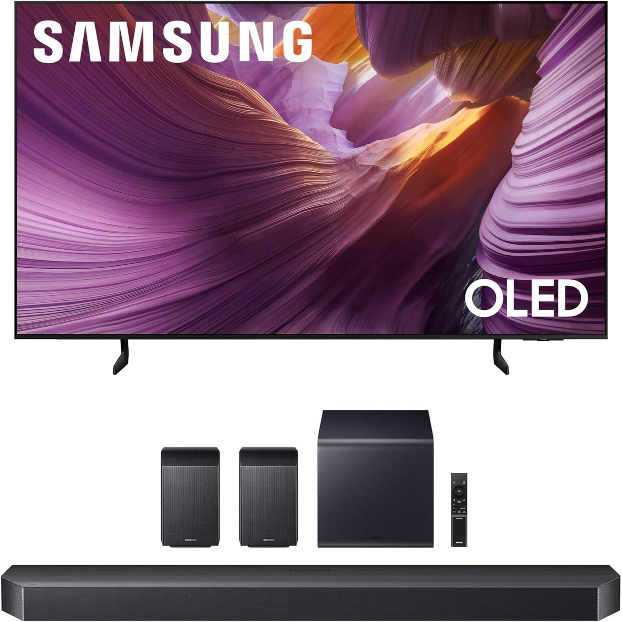 Samsung QN77S85FAEXZA 77 Inch OLED HDR 4K Smart TV with a Samsung HW-Q990F Q Series Soundbar 11.1.4 Ch Subwoofer with Rear Speakers (2025)