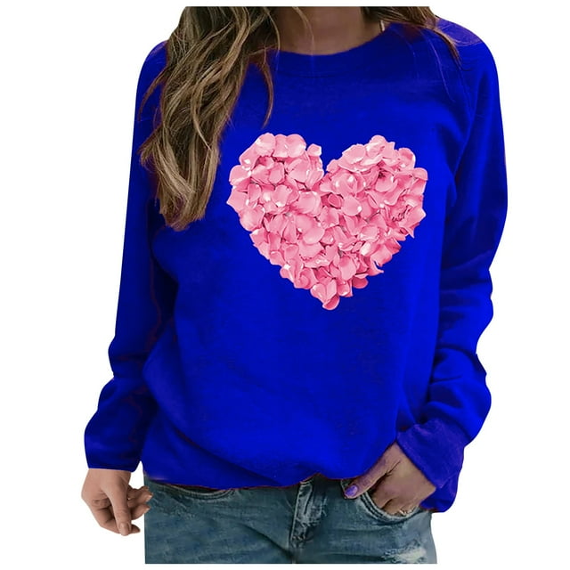 Chandails à Capuchon Graphiques pour Femmes Col Rond Manches Longues Imprimé Décontracté Ample Chandail Molletonné T-Shirt Blouse Hauts d'Automne