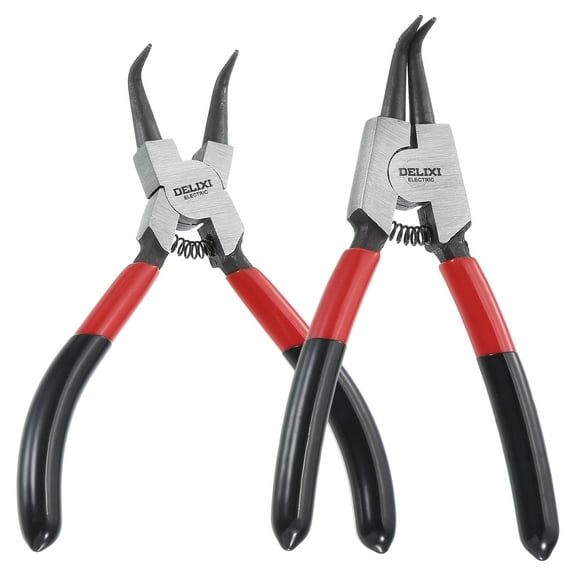2pcs Snap Ring Plier Set 5" CR-V Internal & External Circlip Pliers with Bent Jaw Tip for Ring Remove Retaining Pliers