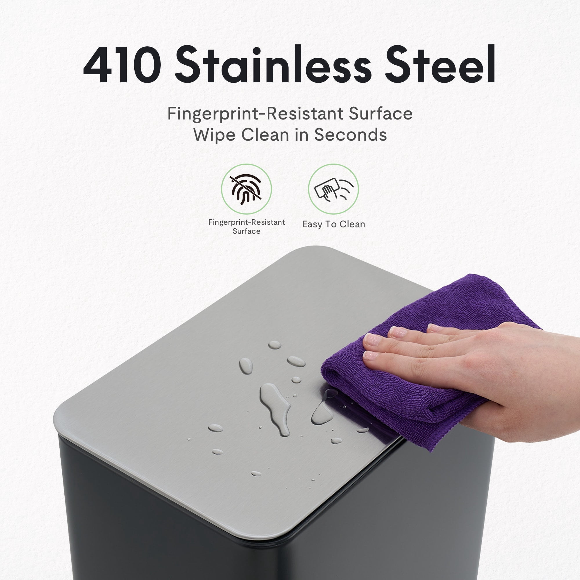 GARITIN GARITIN Step On Trash Can with Foot Pedal, Durable Stainless Steel Waste Bin with Removable Bucket for Home, Black