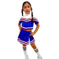 thumbnail image 3 of Tenue de Cheerleader pour Filles Uniforme Costume Cosplay Manches Bleu/blanc/rouge (S / 2-5), 3 of 5