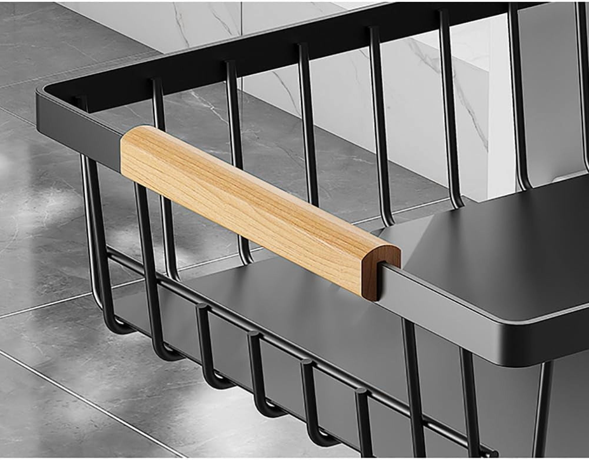 HOBLOC No Drill Pull Out Cabinet Organizer,Multifunctional Under Sink Pull Out Drawers Storage Sliding Kitchen Storage Drawer For Kitchen Bathroom Cabinets Pantry Black Upgraded 2 Card Lines