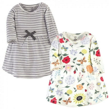 UPC: 0660168612790 | Touched by Nature Baby and Toddler Girl Organic Cotton Long-Sleeve Dresses 2pk Flutter Garden 4 Toddler