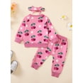 thumbnail image 3 of Suealasg Toddler Girl Fall Outfits 1T 2T 3T Strawberry Print Long Sleeve Tops Long Pants Headband 3Pcs Baby Girl Autumn Tracksuit Clothing, 3 of 8