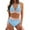 Sky Blue, variant on Sopiago Women High Waisted Bikini Sets Tummy Control Swimsuits Color Block Two Piece Drawstring Bathing Suit Blue,M
