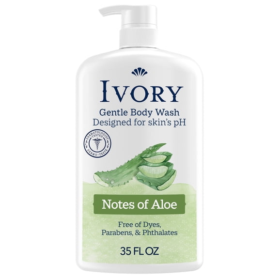 Ivory Body Wash, Mild and Gentle, Aloe Scent, for All Skin Types, 35 fl oz