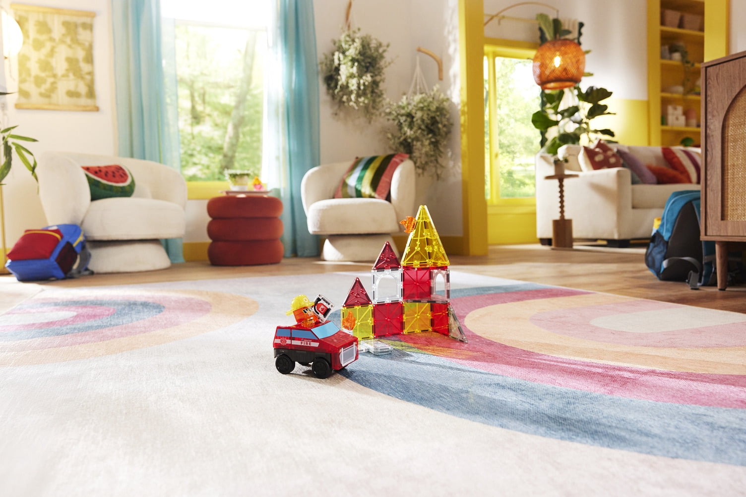 MAGNA-TILES® Fire Rescue 27-Piece Magnetic Construction Set, The Original Magnetic Building Brand