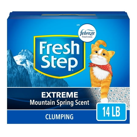 Fresh Step Extreme Scented Litter with the Power of Febreze  Clumping Cat Litter - Mountain Spring  14 lbs 