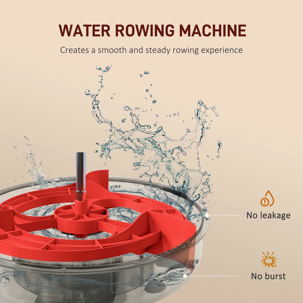 Spaco Water Rowing Machine for Home, Foldable Rower Machine with Adjustable Resistance, Wheels, LCD Monitor and Tablet Holder, 264lbs Weight Capacity, Red