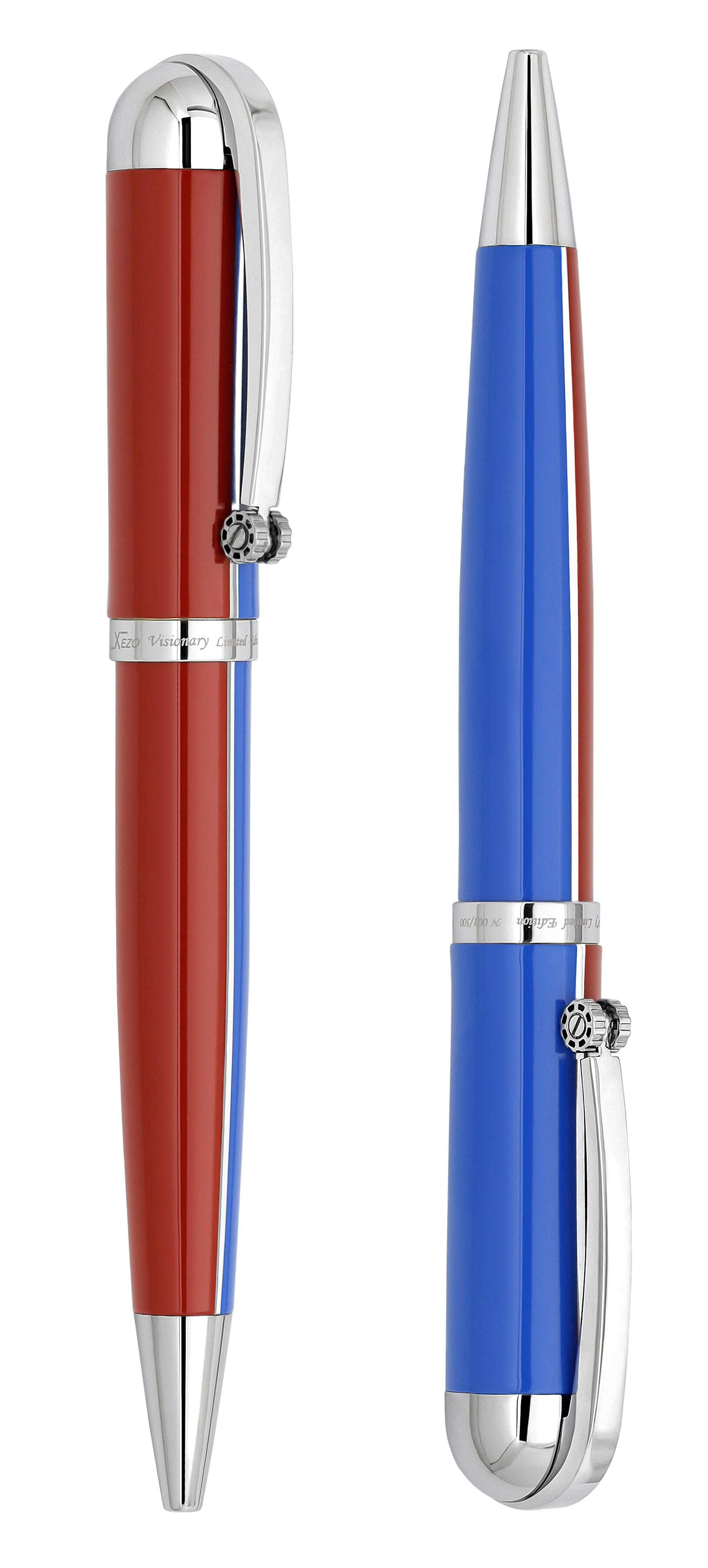 Xezo Xezo Visionary® Brass  Aluminum Enameled Ballpoint Pen - Red / Blue