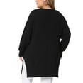 thumbnail image 4 of Agnes Orinda Women's Plus Size Sweater Crew Neck Long Sleeves Side Slits Knit Pullover Oversized Sweaters 1X Black, 4 of 7