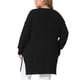 thumbnail image 3 of Suéter de mujer plus size Agnes Orinda, cuello redondo, mangas largas, con aberturas laterales, suéter de punto oversized 3X negro, 3 of 6