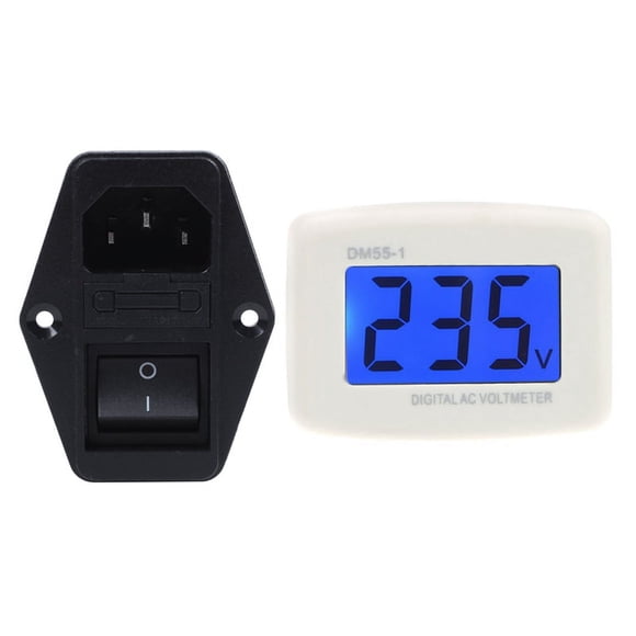 2 Pcs Accessories: 1 Pcs Solder Lug Terminals IEC 320 C14 Filter & 1 Pcs 55-1 LCD Digital Voltmeter US Plug,1 * Filter 1 * digital voltmeter,Multicolor