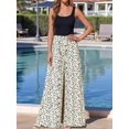 thumbnail image 5 of Jumpsuits for Women Summer One-Piece Sleeveless Boho Floral Wide Leg Romper Vacation Outfits Black& White Dots L, 5 of 9